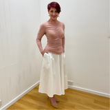 White Fully Lined Flared Skirt