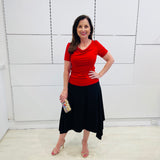 Red Bamboo Cowl Neck Top