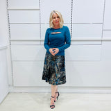 Teal Burst Midi Skirt