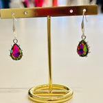 Rainbow drop earrings in silver