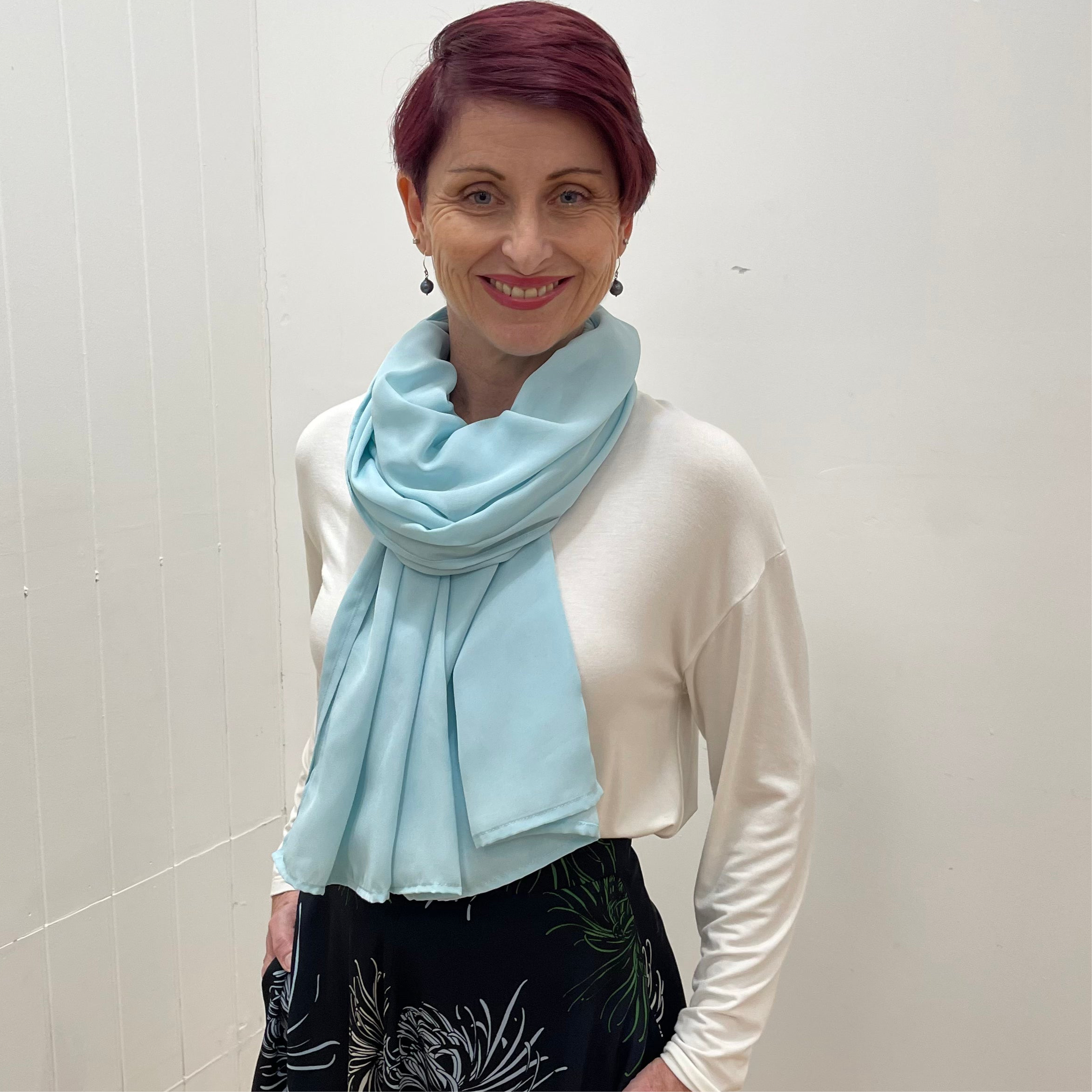 Aqua Blue Chiffon Scarf – Just Audrey AU