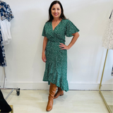 Green Daisy Wrap-Around Dress