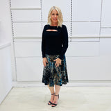 Teal Burst Midi Skirt