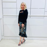 Teal Burst Ruffle Skirt