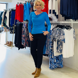 Mediterranean Blue Cowl Neck Long Sleeve Top