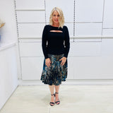 Teal Burst Midi Skirt
