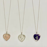 Love heart amethyst rose quartz clear quartz crystal silver necklace