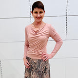 Tea Rose Bamboo-Blend Cowl Neck Top