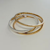 Three Bangle Set - two Gold and one Silver