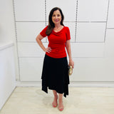 Red Bamboo Cowl Neck Top