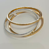 Three Bangle Set - two Gold and one Silver