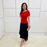 Red Bamboo Cowl Neck Top