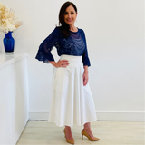 White Fully Lined Flared Skirt