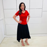 Red Bamboo Cowl Neck Top