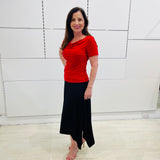 Red Bamboo Cowl Neck Top