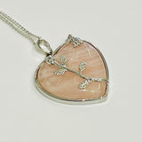 Love heart amethyst rose quartz clear quartz crystal silver necklace