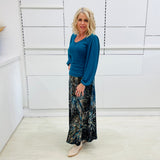 Gathered sleeve Top-Teal
