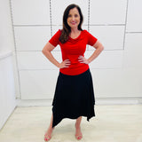 Red Bamboo Cowl Neck Top