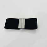 Black stretch elastic belt with a silver clip buckle