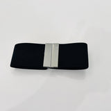 Black stretch elastic belt with a silver clip buckle