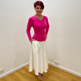 White Fully Lined Flared Skirt