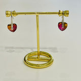 Pink hue Crystal Heart Earrings