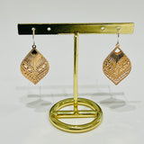 Silver Drop Earrings with Rose Gold Filagree Overlay.