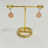 Silver Hoops with Rose Gold Flower Filigree Overlay