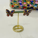 Multi coloured crystal Butterfly earrings