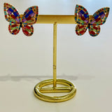 Multi coloured crystal Butterfly earrings