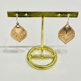 Silver Drop Earrings with Rose Gold Filagree Overlay.
