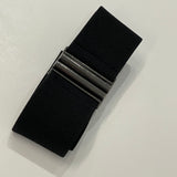 Chrome Buckle Black Stretch Belt
