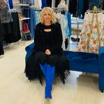 Electric blue colour, man made suede, knee high, side zipper opening, 6cm heel height, women's cowboy boots.