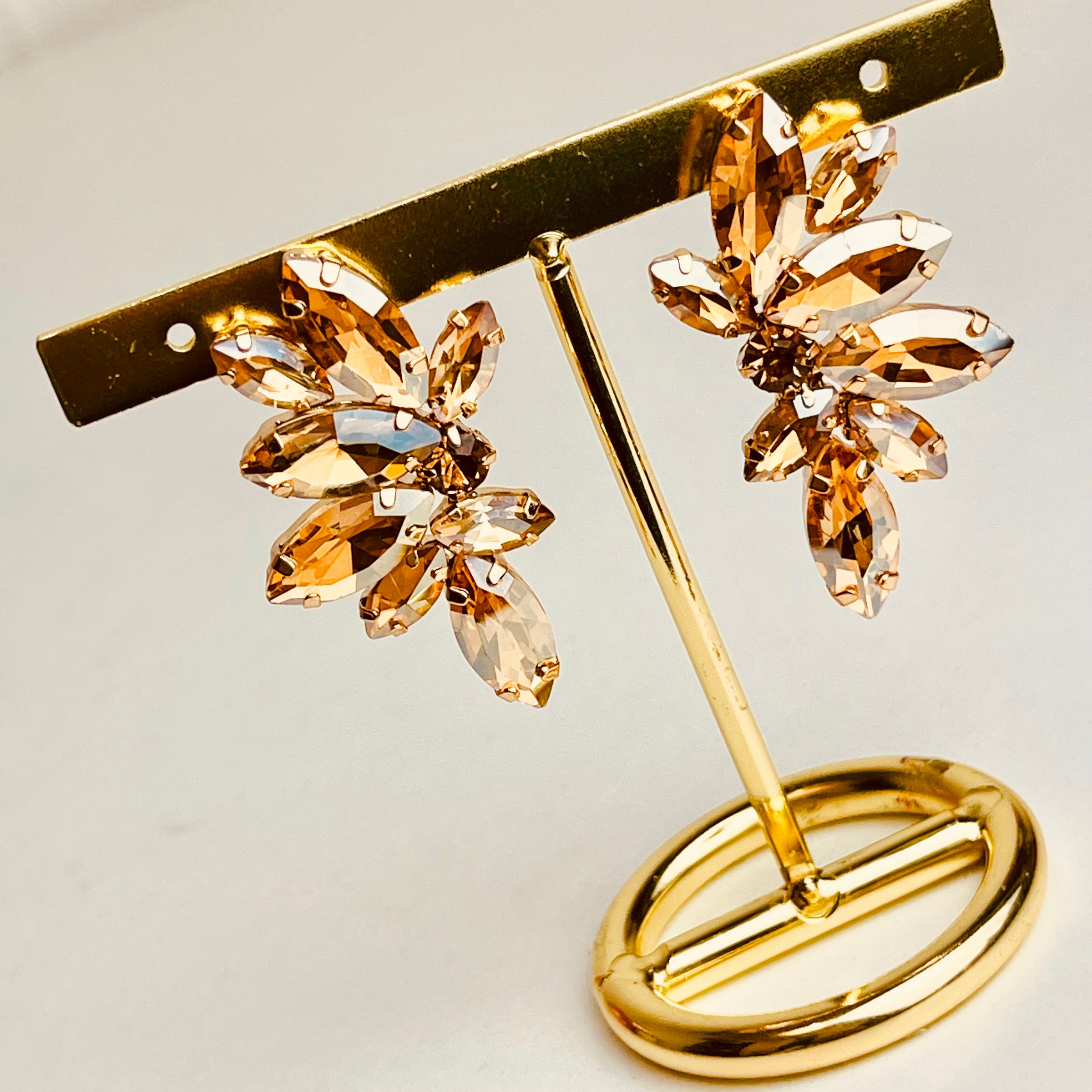 Champagne Butterfly Wing Crystal Earrings
