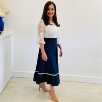 White Silk Embroidered Frilled Sleeve Blouse