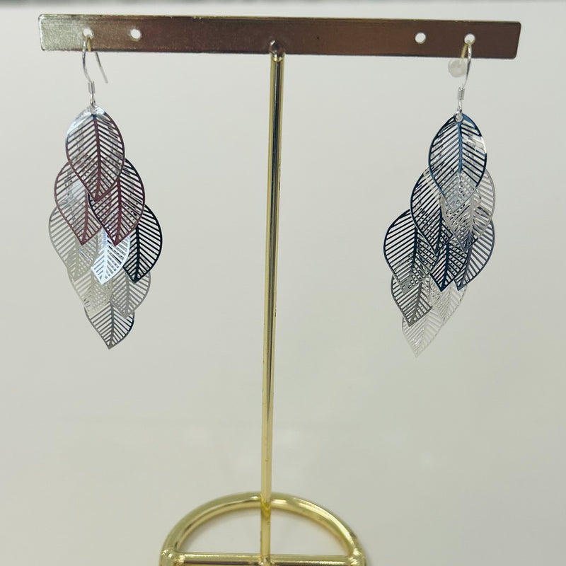 Silver Leaf Dangly Earrings