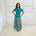 Emerald Green bamboo, cowl neckline, short sleeve top, with long maxi skirt.