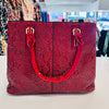 Red Faux Snake-Skin Handbag