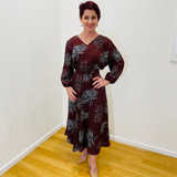 Red Earth Floral Flared Skirt