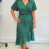 Green Daisy Wrap-Around Dress