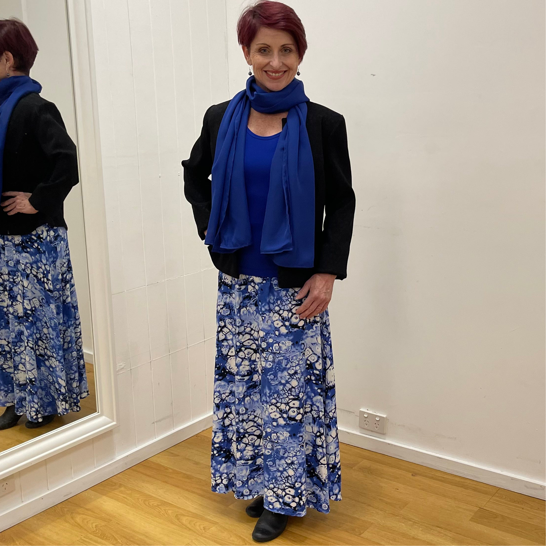 Cobalt Blue Chiffon Scarf