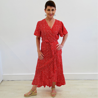 Red Daisy Wrap-Around Dress