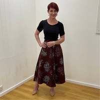 Red Earth Floral Flared Skirt