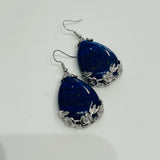 Lapis lazuli crystal teardrop silver earrings