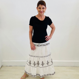 Apache Embroidered White Skirt