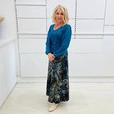 Gathered sleeve Top-Teal