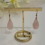 Rose Quartz Crystal Drop Earrings