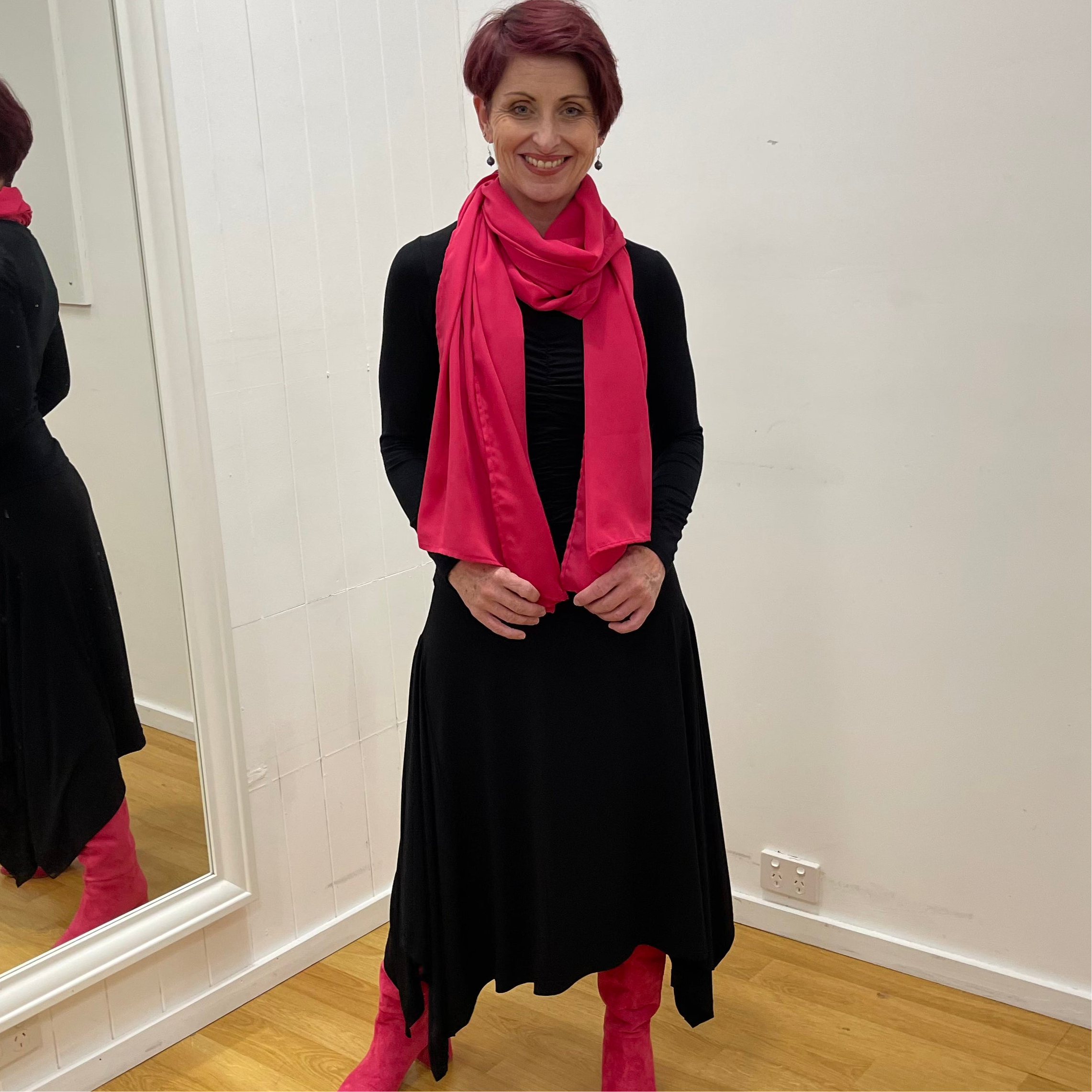 Hot Pink Chiffon Scarf