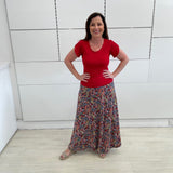 Red bamboo cross over sleeve top
