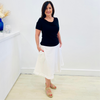 White Linen Fully Lined Aline Skirt